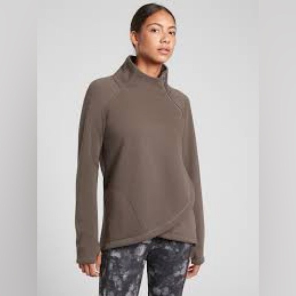 Athleta Brown Wrap-Front Pullover Hoodie